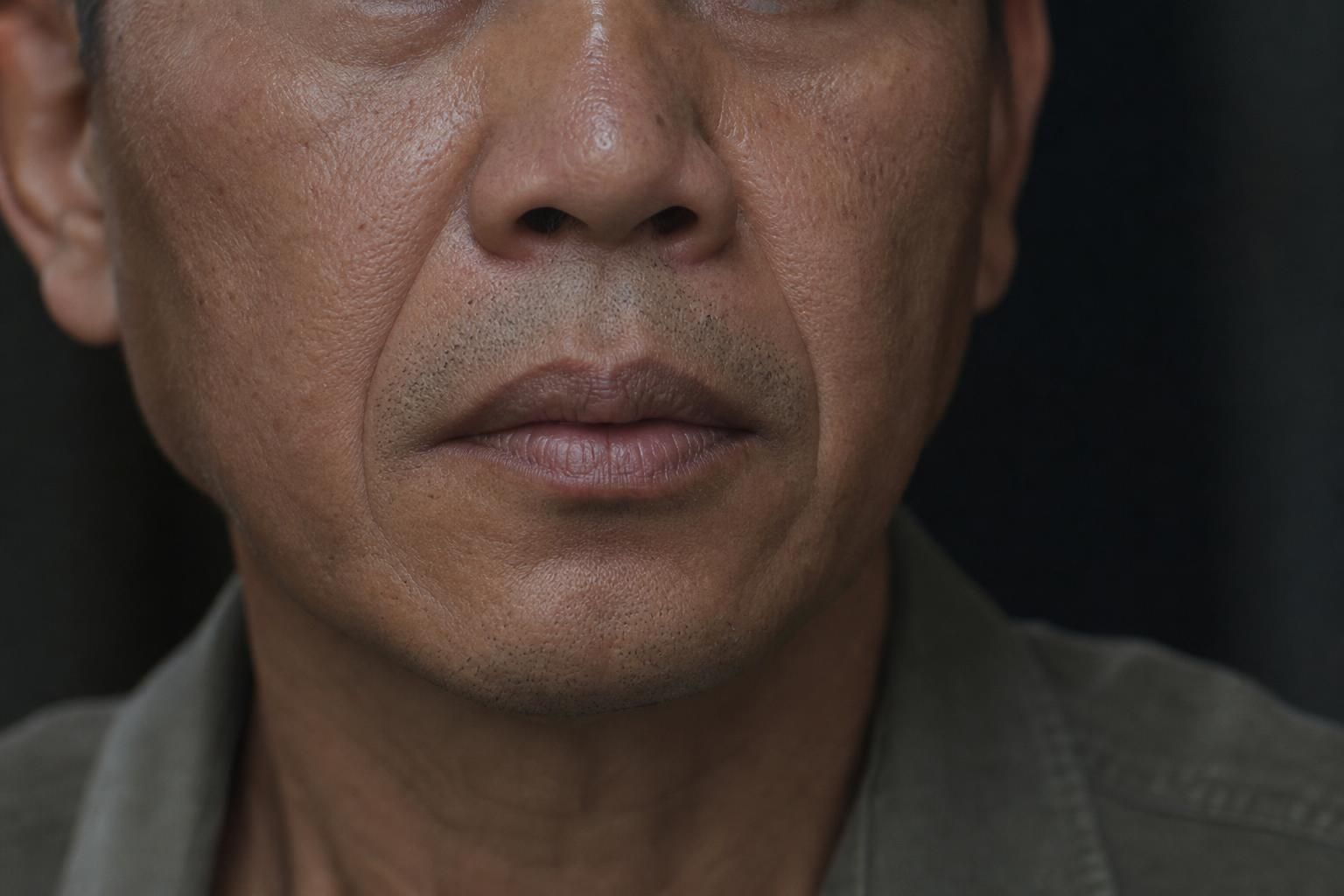Illustrative example of Nasolabial folds on the male face