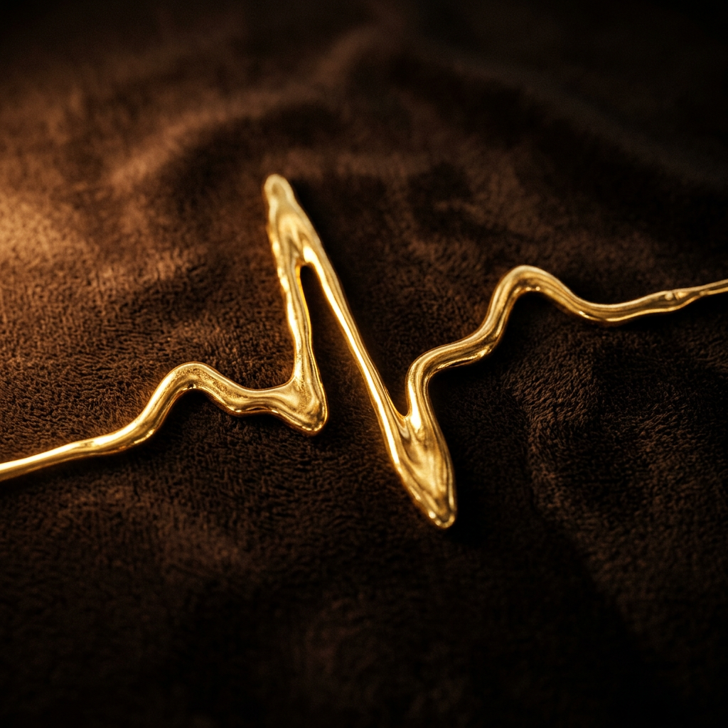 Cardiac care hero visual with a liquid gold heartbeat motif