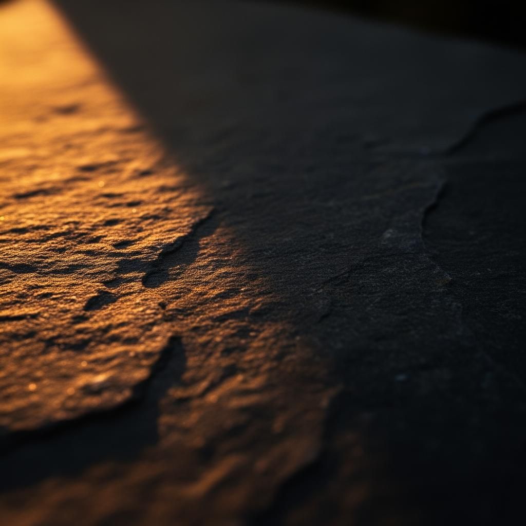 Warm amber sunrise light breaking diagonally across dark textured stone - morning testing window for testosterone evaluation.