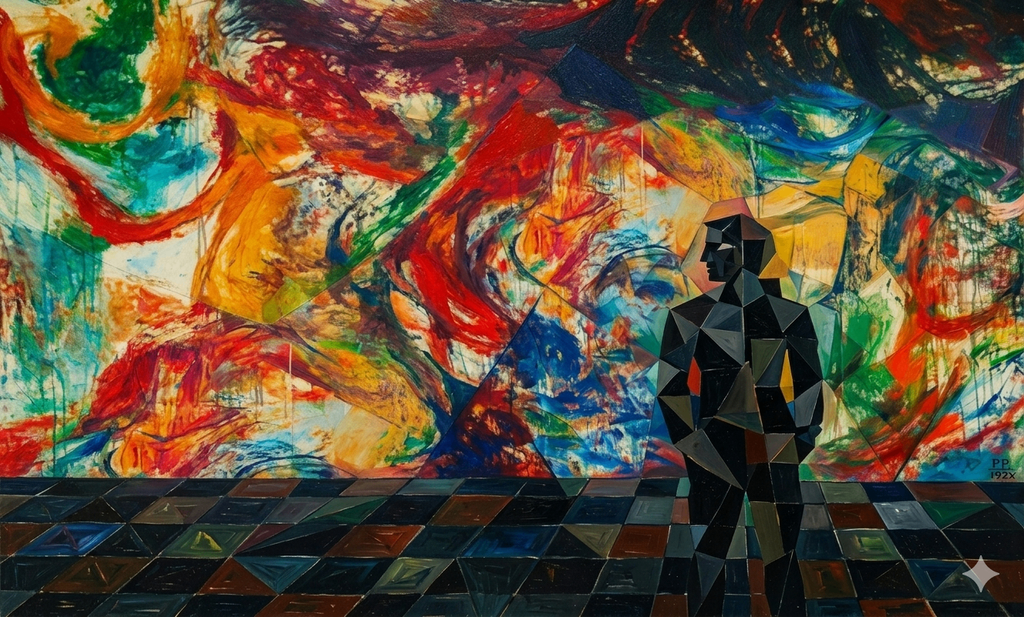 Picasso inspired cubist figure
