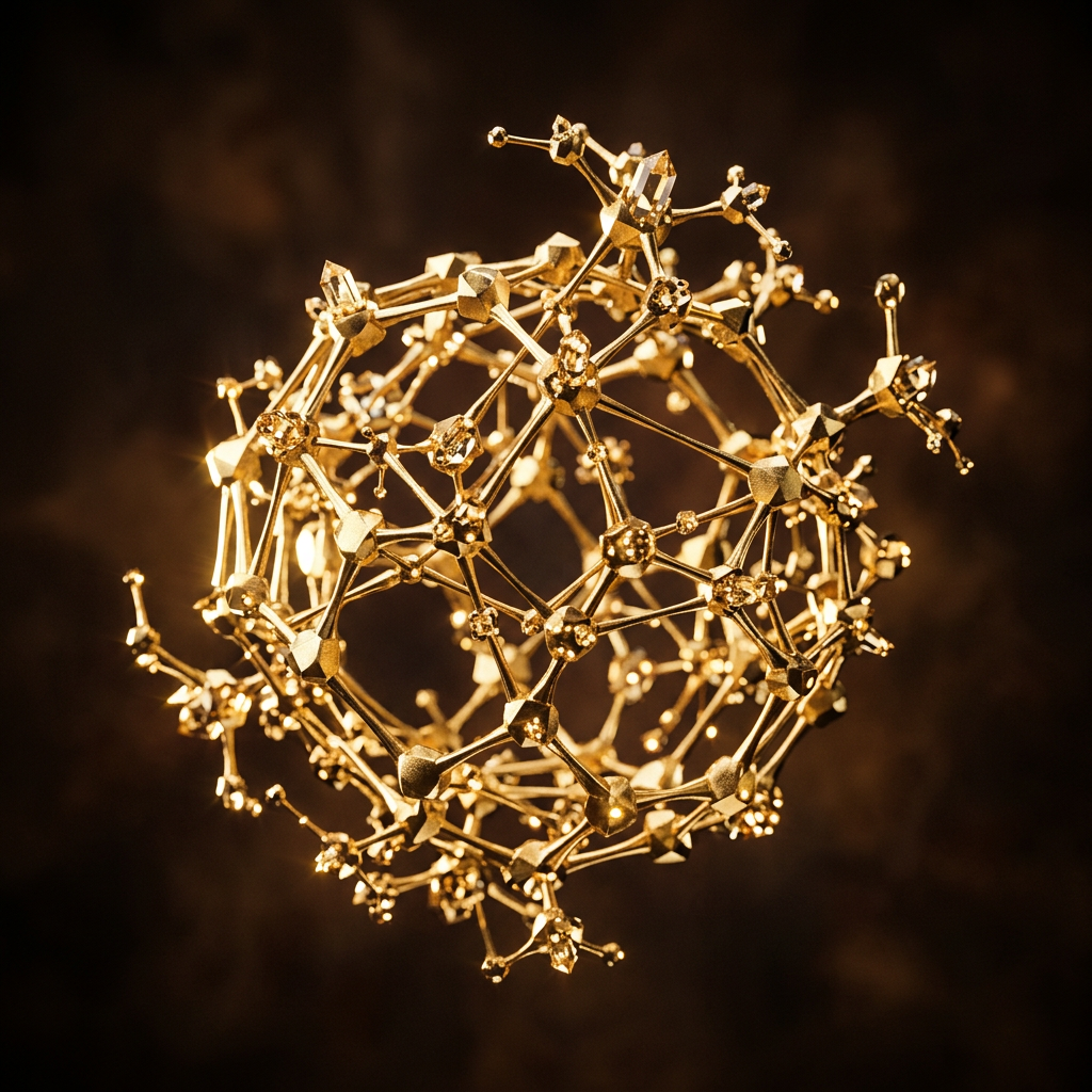 STD treatment hero visual with an abstract golden molecular lattice