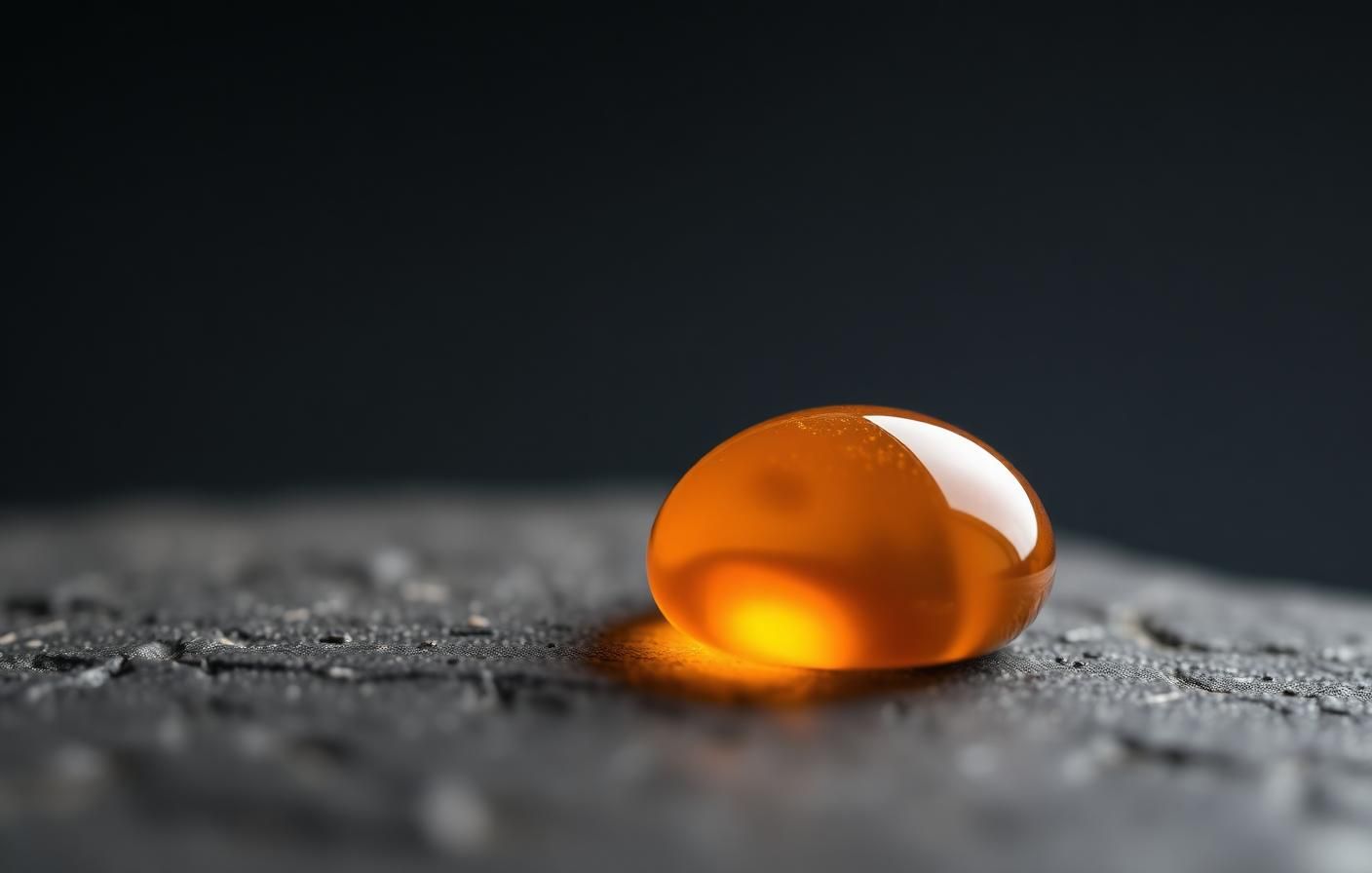Amber resin droplet on dark slate - hepatitis B liver care, vaccination and monitoring.