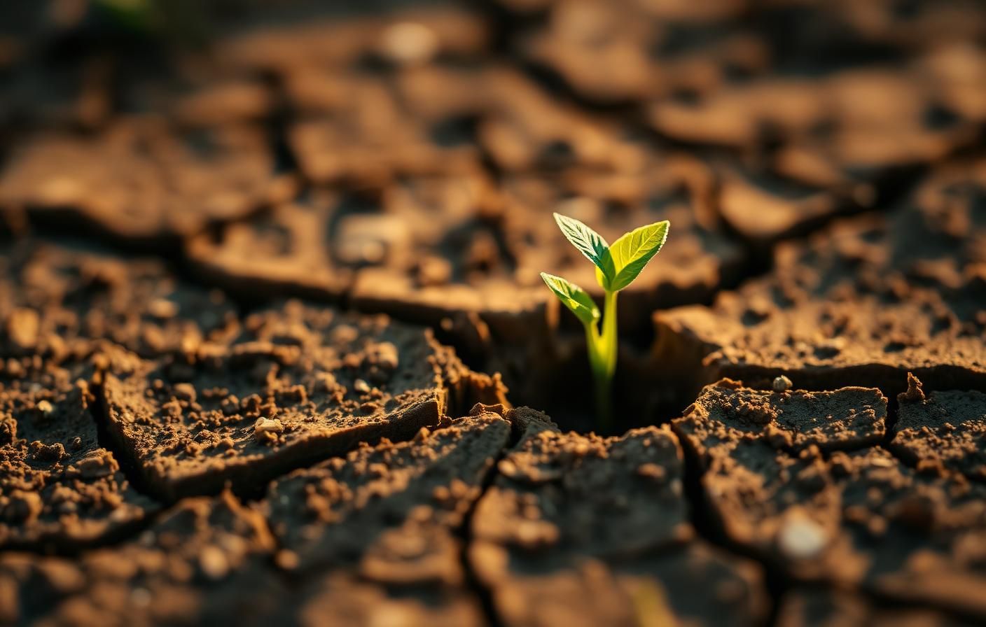 Single green seedling pushing through cracked earth - hepatitis C is curable.
