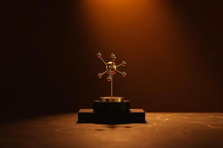 Gold molecular model sculpture, representing testosterone replacement therapy facts
